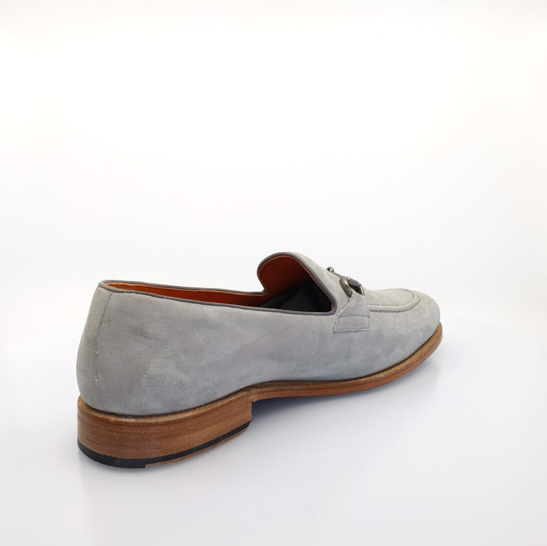 white loafer with Light grey suede loafer