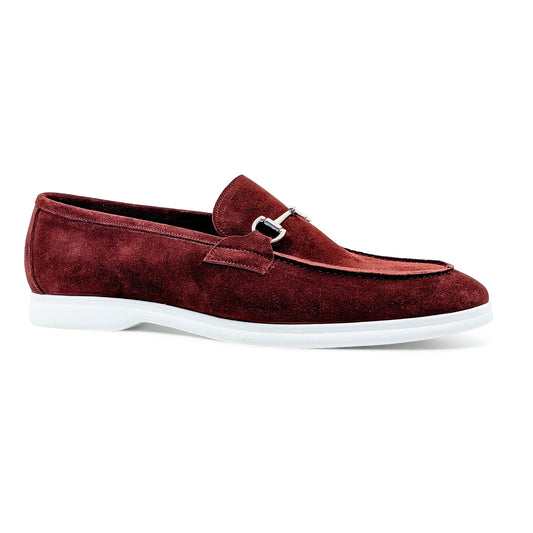 burgundy suede comfort rubber sole mens loafer online luxury fashion affordable