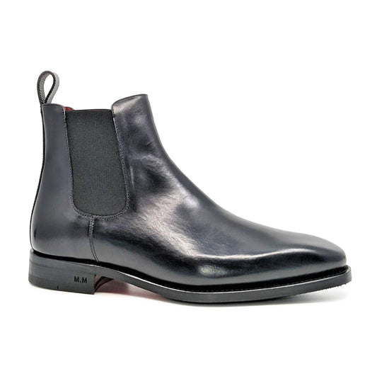 Canadian shoe brand Black leather chelsea boot designer goodyear welt custom red bottom wide feet