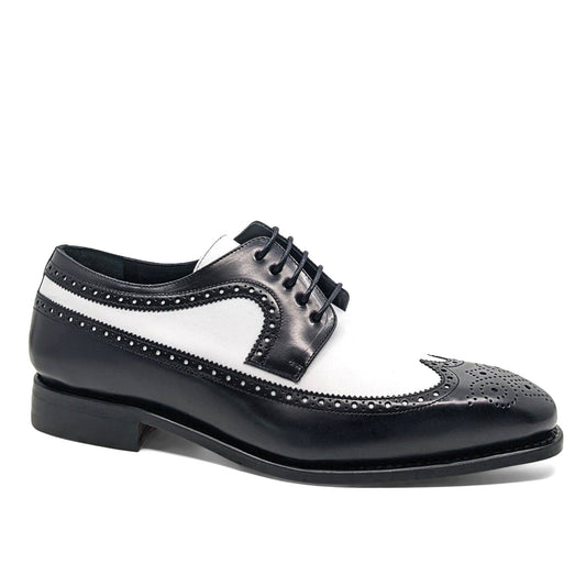 Black white brogue shoe goodyear welt shoes designer