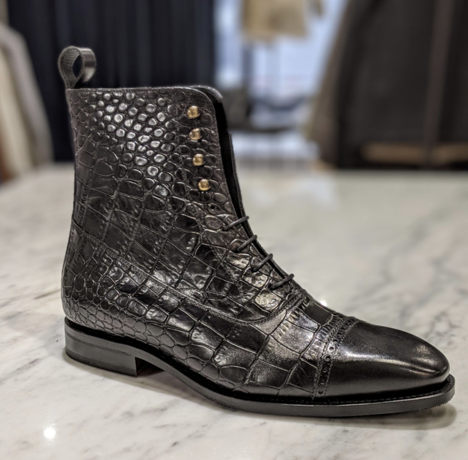 Custom black luxury boots