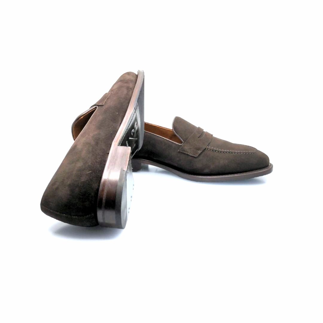 brown suede loafer in two shoe
