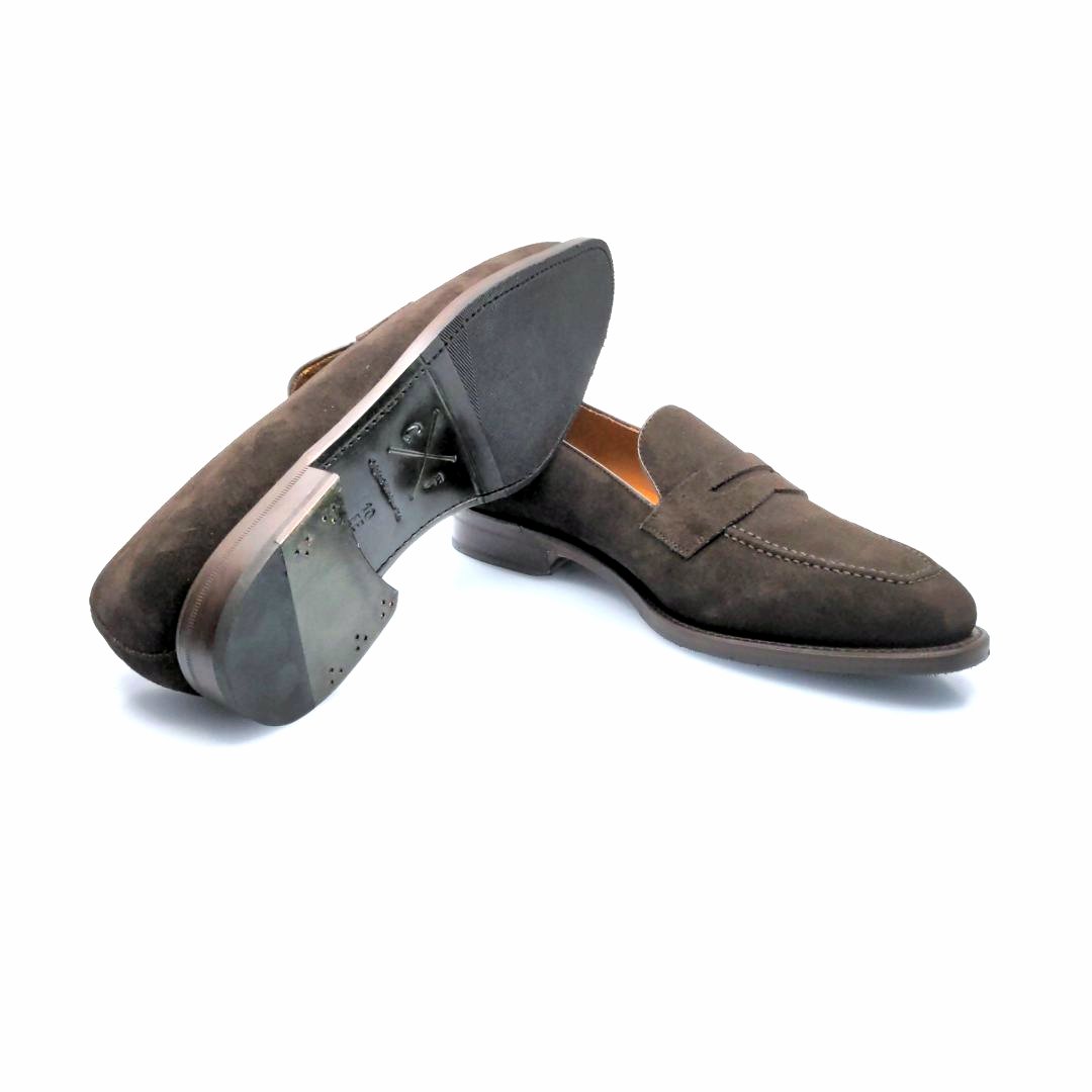 brown suede loafer with black sole for shoe 