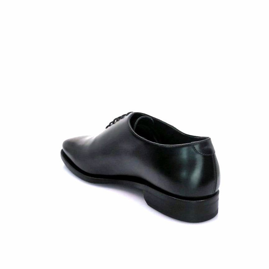 Black whole cut leather shoe back side for shoes
