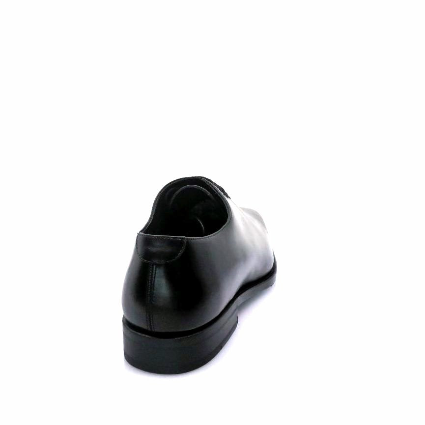 Black whole cut leather shoe leather outsole