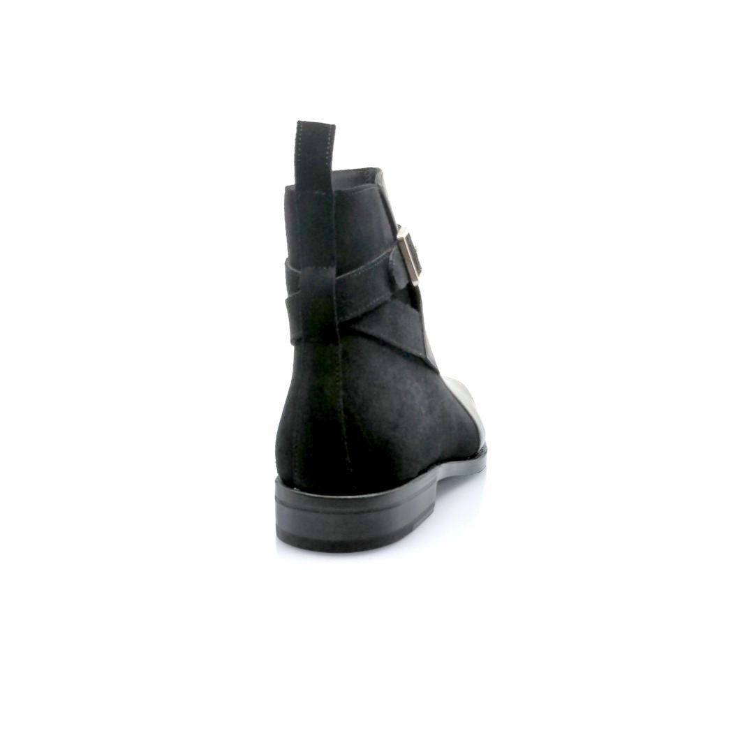 Black jodhpur leather shoes for backside in high heel