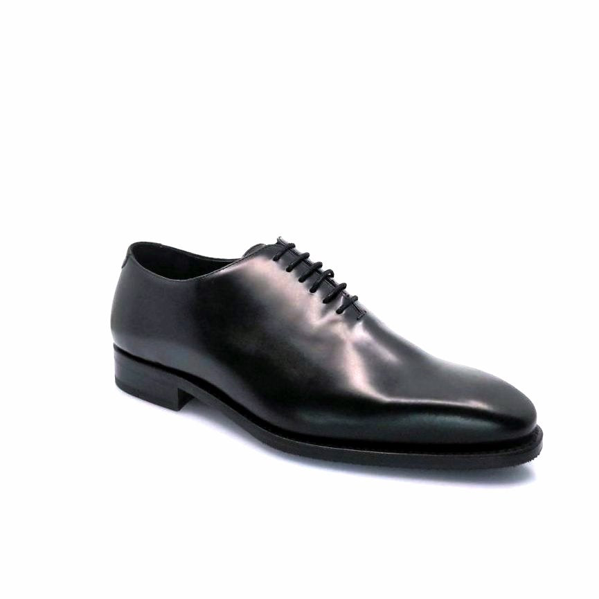 Black wholecut leather shoe side show