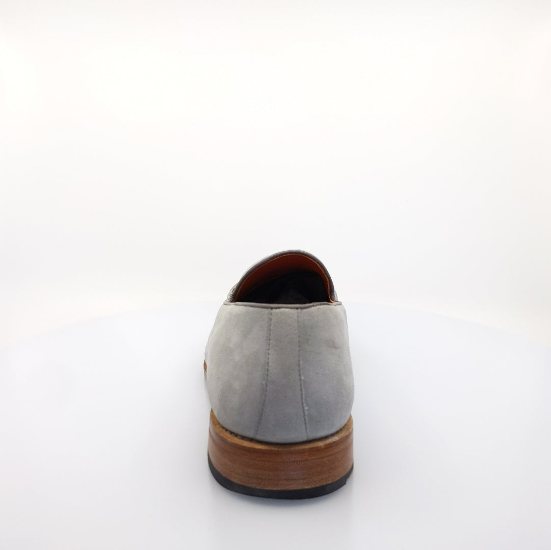 white casual loafer shoes with gray sole