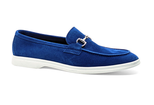 blue suede unlined flex loafer comfort affordable designer quality