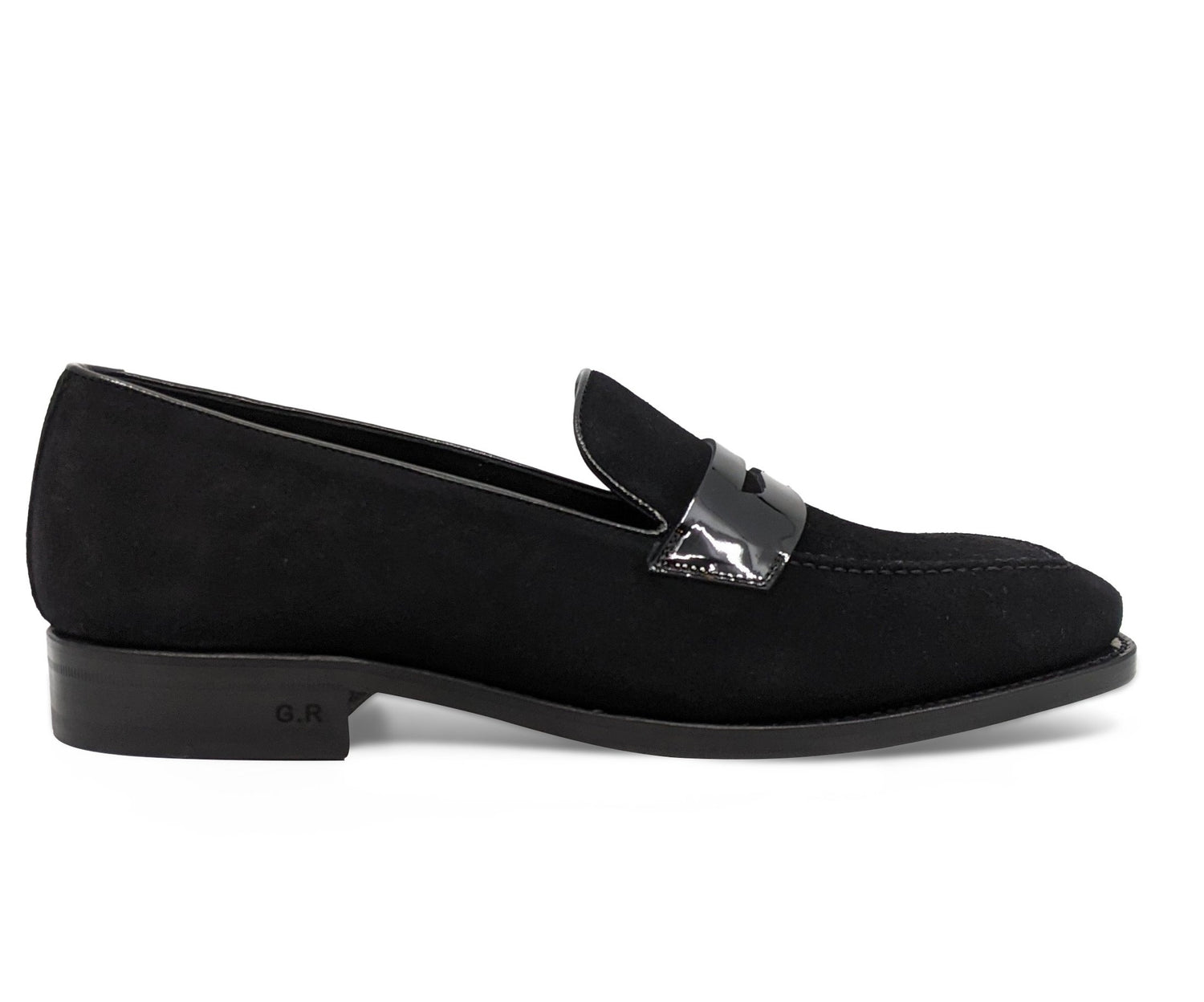 Black suede patent leather loafer mens formal shoes Goodyear Welt designer quality wedding loafer tuxedo