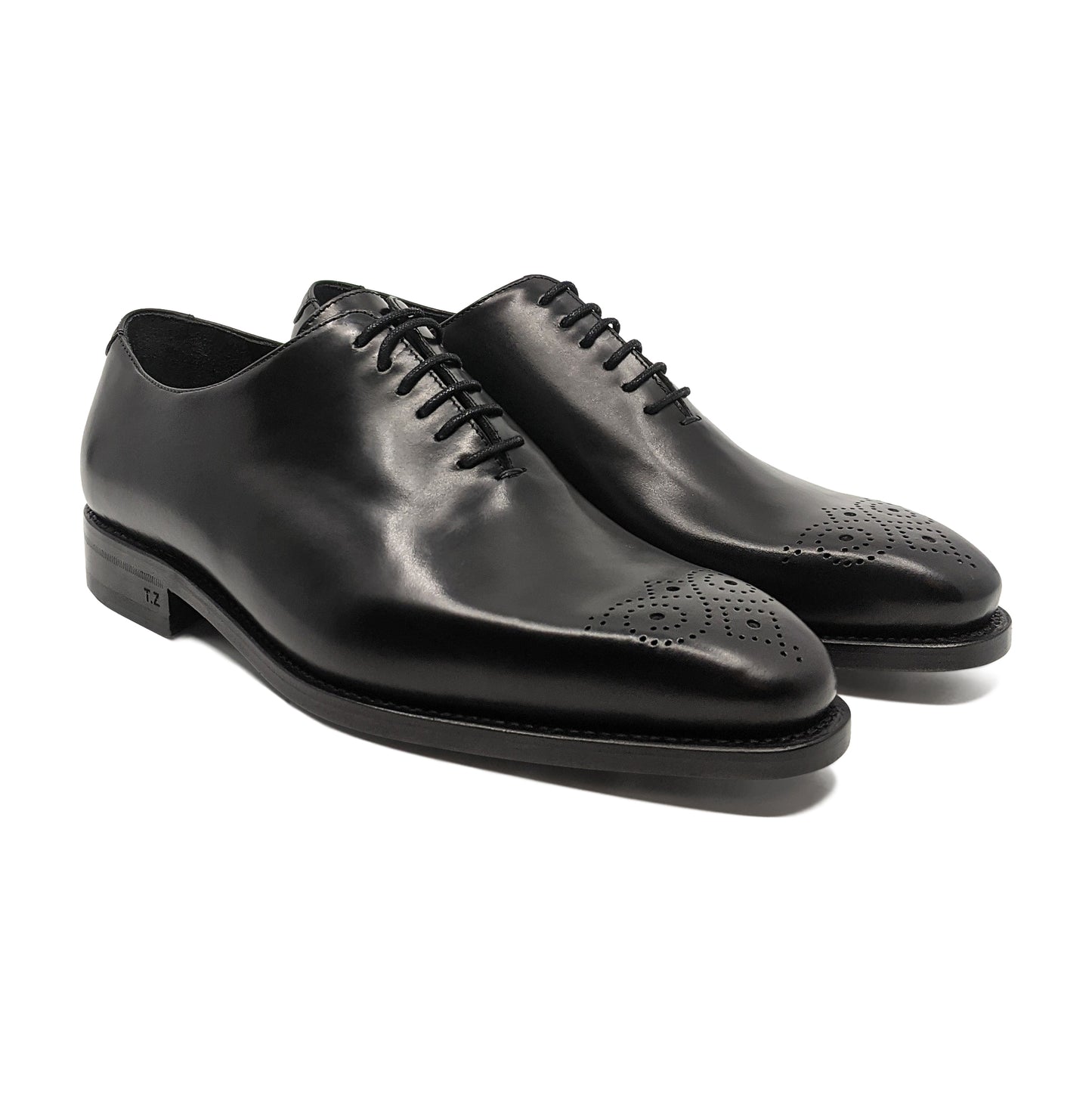 Black wholecut leather shoe goodyear welt