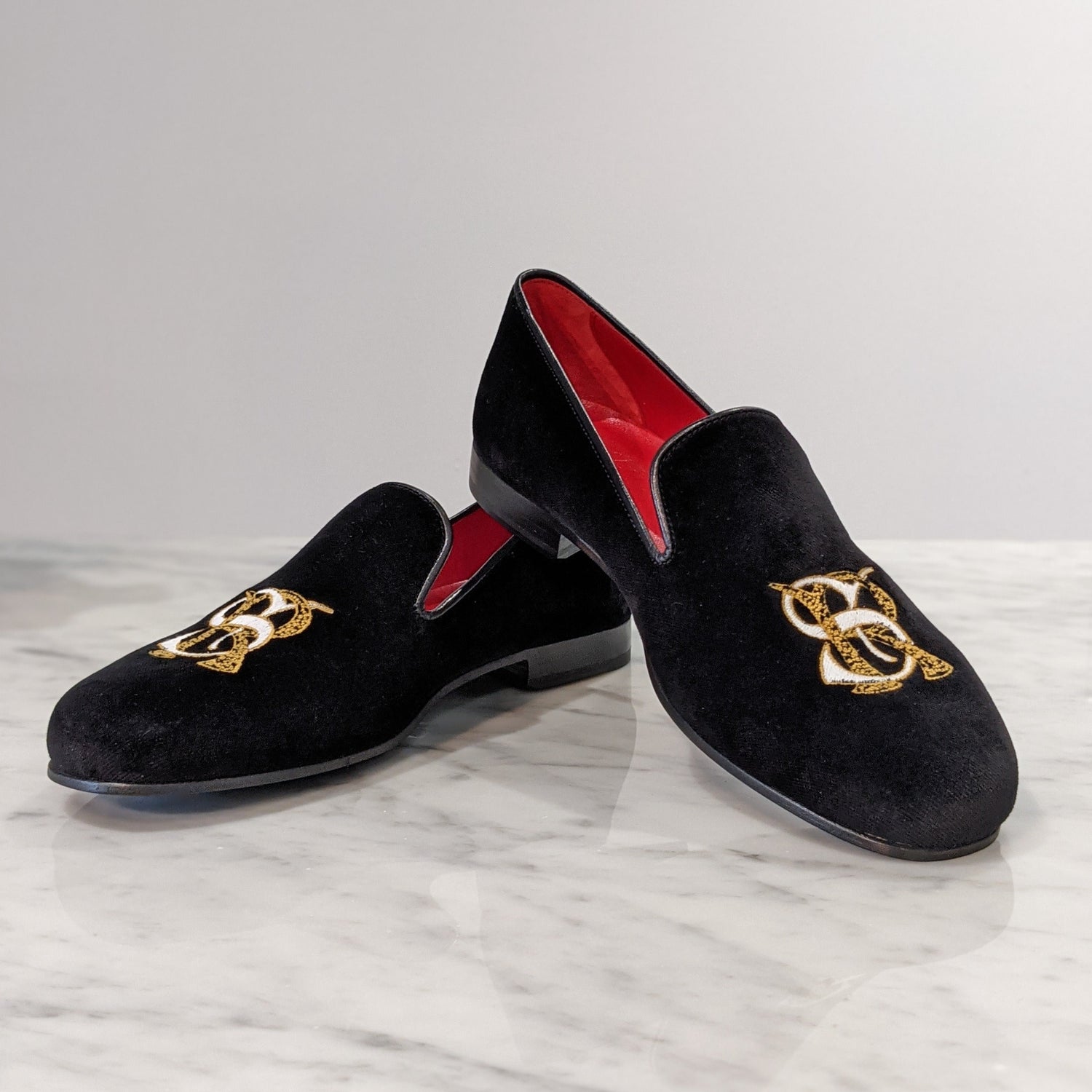 Black velvet slipper wedding shoe dress loafer custom made