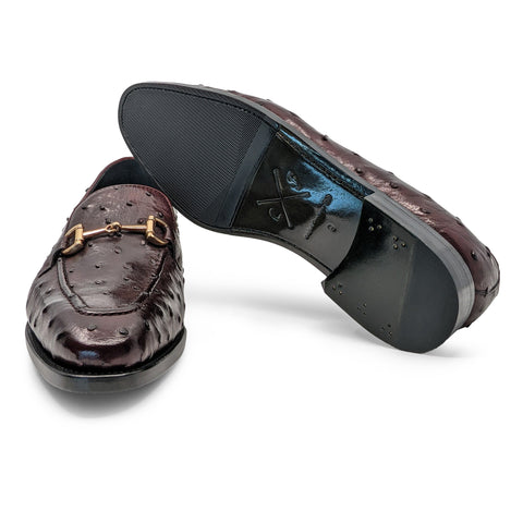 ostrich leather loafer goodyear welt designer quality comfort gold bit canada shoe brand oxblood