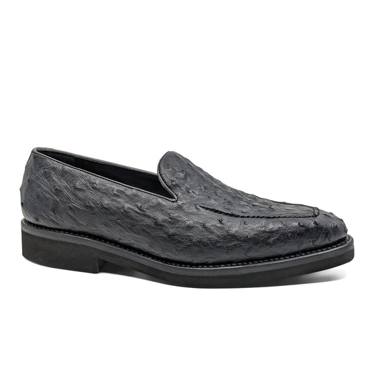 Exotic leather loafer - Black ostrich for men