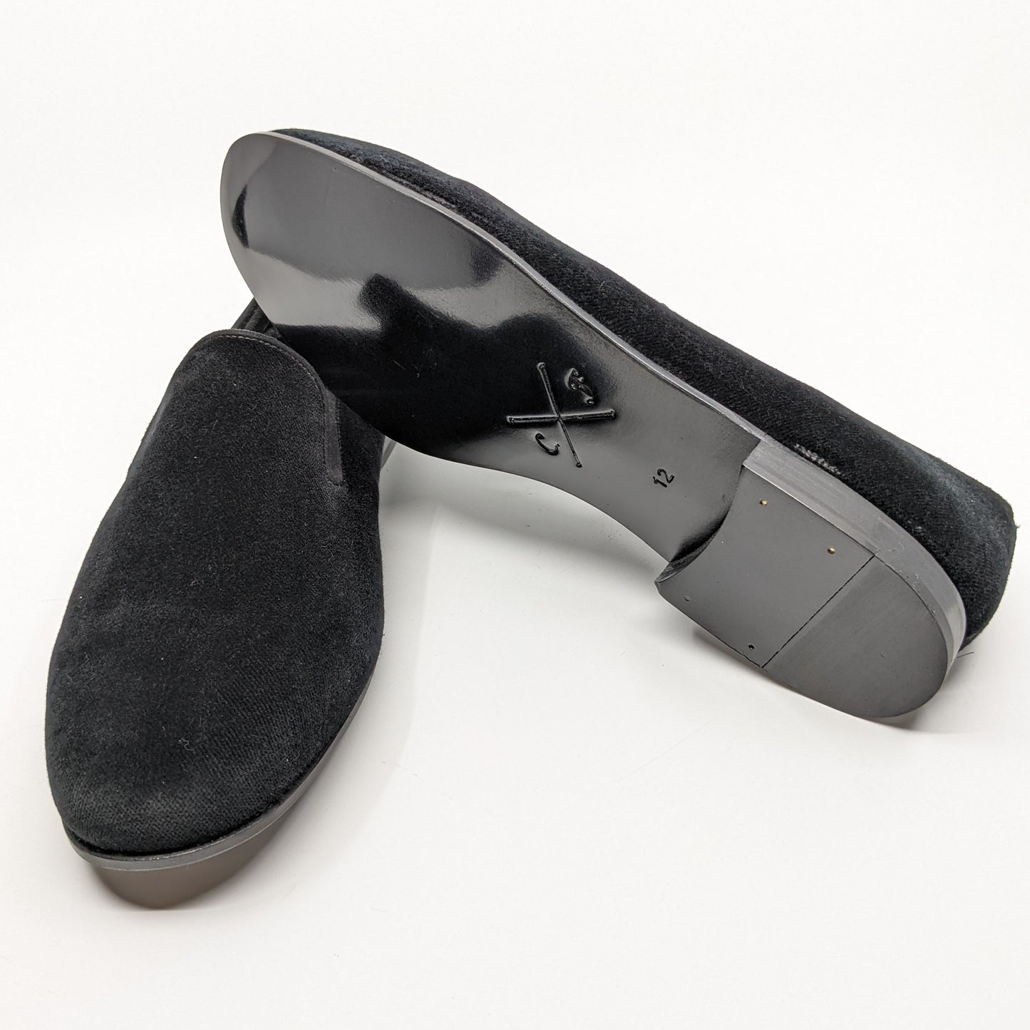 Velvet slipper black shoes in black sole