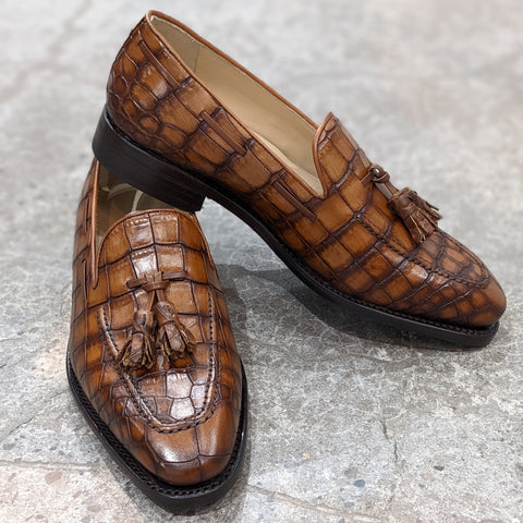 Brown Cognac Croccodile loafer