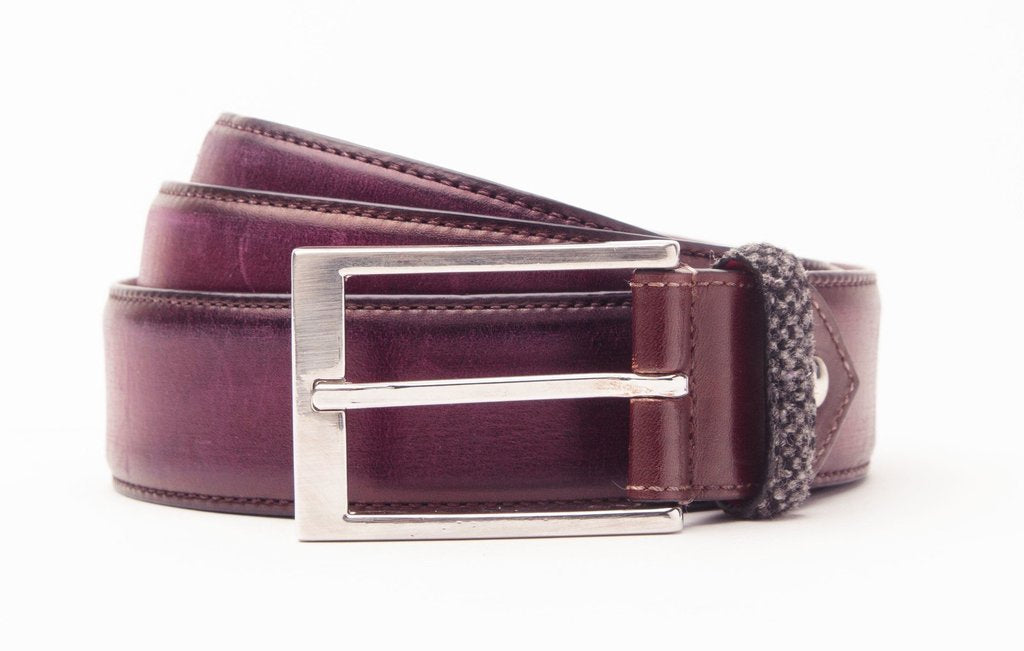 red leather belt hand painted metal buckle custom